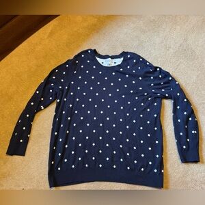 Croft & Barrow Navy and White Dot Sweater